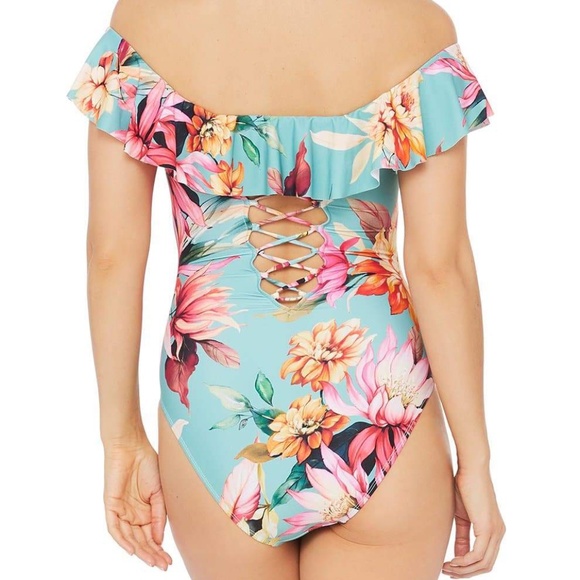 NWOT $134 LA BLANCA GARDEN SOCIAL OFF SHOULDER - Picture 1 of 8